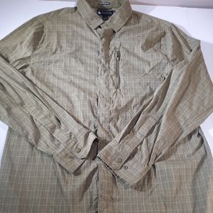 Duluth Trading Co Button Up Shirt Mens XLT Plaid Long Sleeve Untucked Green.